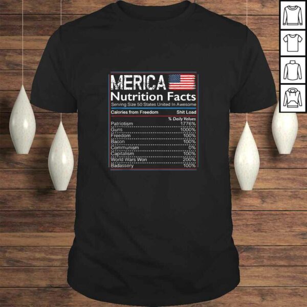 4th of July Proud American Shirt Merica Nutrition Facts TShirt