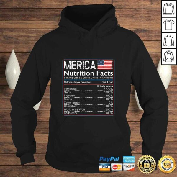 4th of July Proud American Shirt Merica Nutrition Facts TShirt