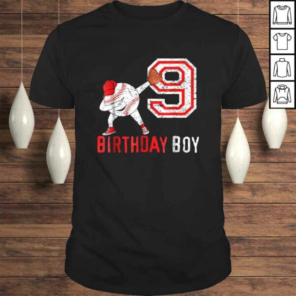 9 Years Old Baseball Boy Born 2009 9th Ninth Birthday Shirt