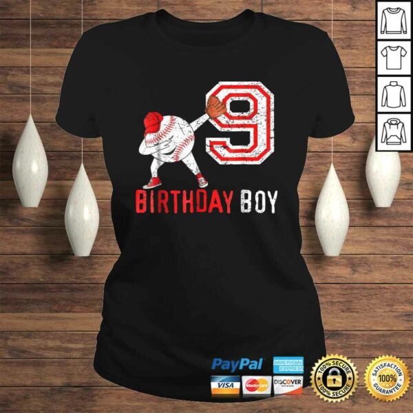 9 Years Old Baseball Boy Born 2009 9th Ninth Birthday Shirt