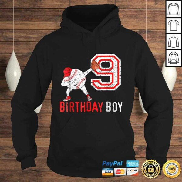 9 Years Old Baseball Boy Born 2009 9th Ninth Birthday Shirt