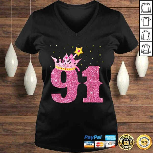 91th Birthday Girl Pink Crown 91 Years old Shirt Gifts