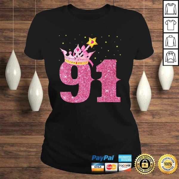 91th Birthday Girl Pink Crown 91 Years old Shirt Gifts