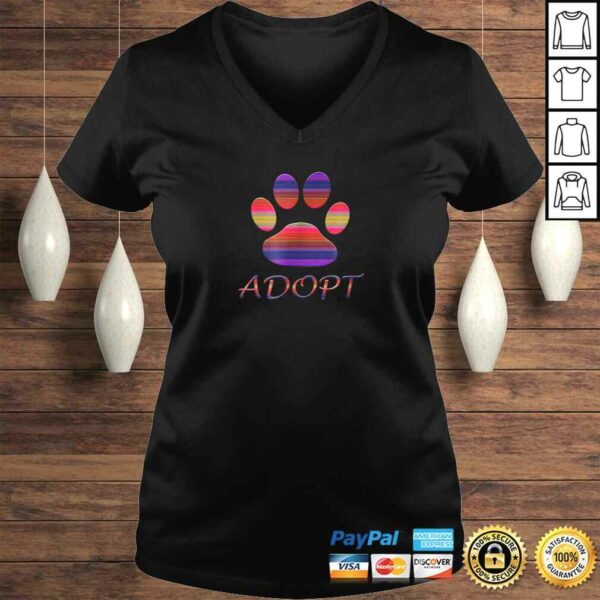 Adopt Animals Rescue Dog Shirt Paw Print Colorful Design