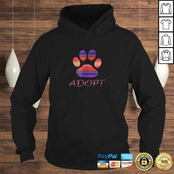 Adopt Animals Rescue Dog Shirt Paw Print Colorful Design