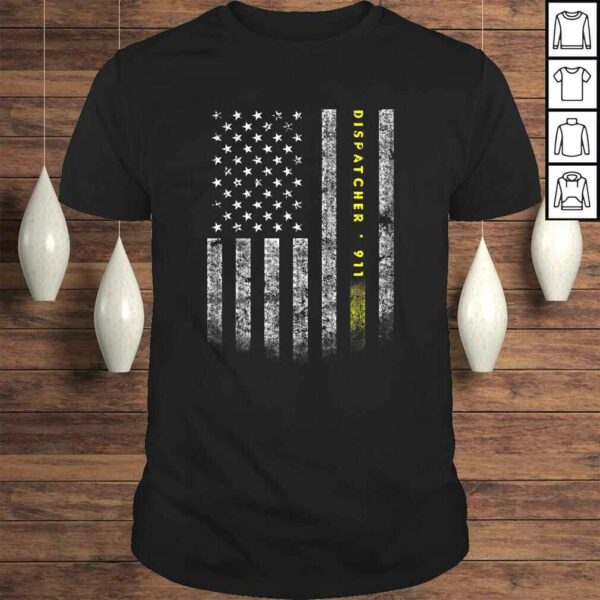 American Flag 911 Dispatcher Shirt gold line USA Flag