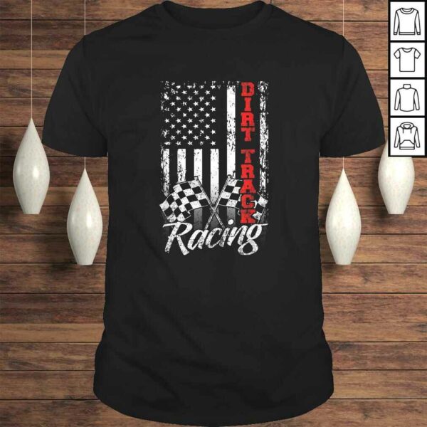 American Flag Dirt Track Racing Car Bike Driver Racer V-Neck T-Shirt