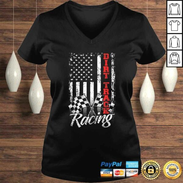 American Flag Dirt Track Racing Car Bike Driver Racer V-Neck T-Shirt