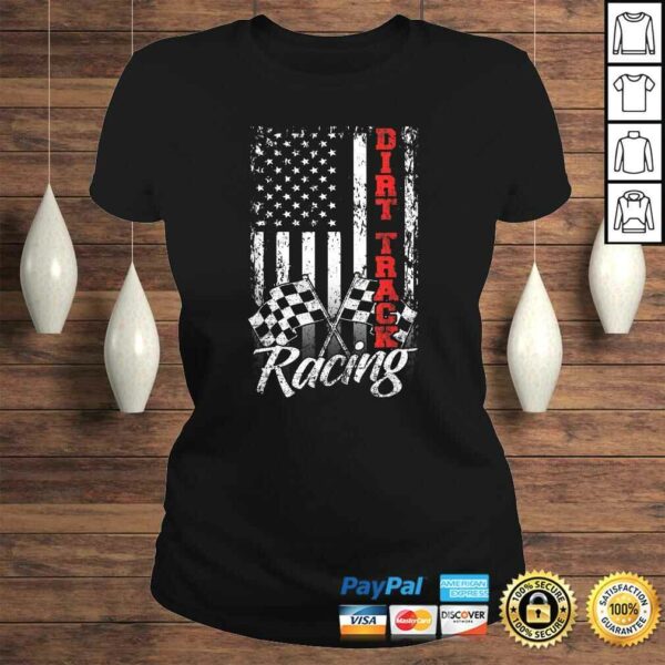 American Flag Dirt Track Racing Car Bike Driver Racer V-Neck T-Shirt