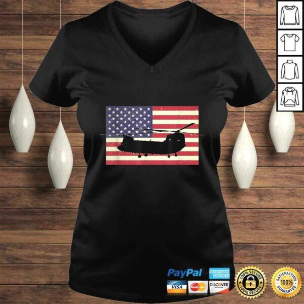 American USA Flag Chinook Helicopter Army Military PiloTShirt Gift