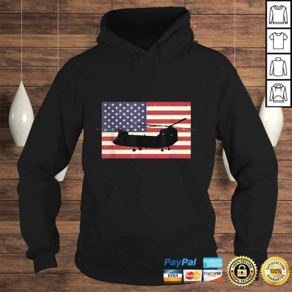 American USA Flag Chinook Helicopter Army Military PiloTShirt Gift