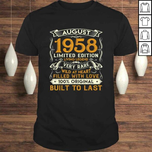 August 1958 Shirt 62 Years Old 62nd Birthday V-Neck T-Shirt