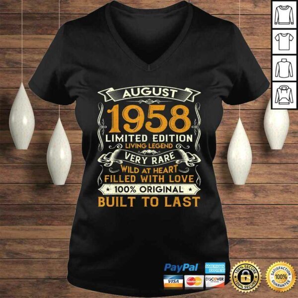 August 1958 Shirt 62 Years Old 62nd Birthday V-Neck T-Shirt