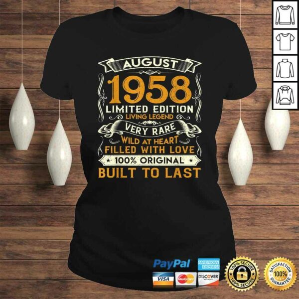 August 1958 Shirt 62 Years Old 62nd Birthday V-Neck T-Shirt