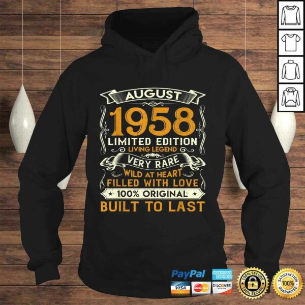 August 1958 Shirt 62 Years Old 62nd Birthday V-Neck T-Shirt