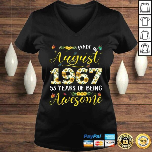 August 1967 53 Years Old 53rd Birthday Gift Cute Sunflowers TShirt