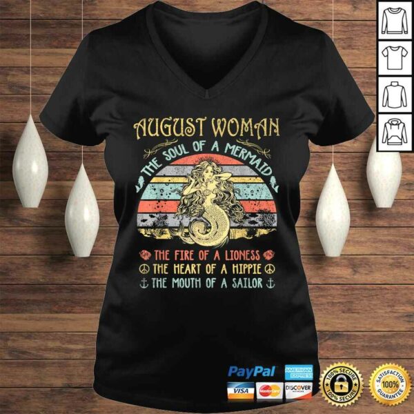 August Woman The Soul Of A Mermaid Vintage Birthday Shirt