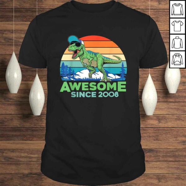 Awesome Since 2008 Boy Girl 12 Years Old Dinosaur T-Rex Tee T-Shirt