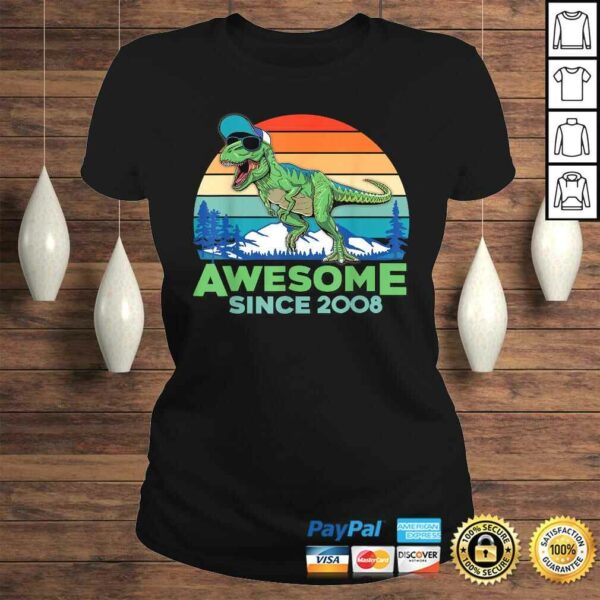 Awesome Since 2008 Boy Girl 12 Years Old Dinosaur T-Rex Tee T-Shirt