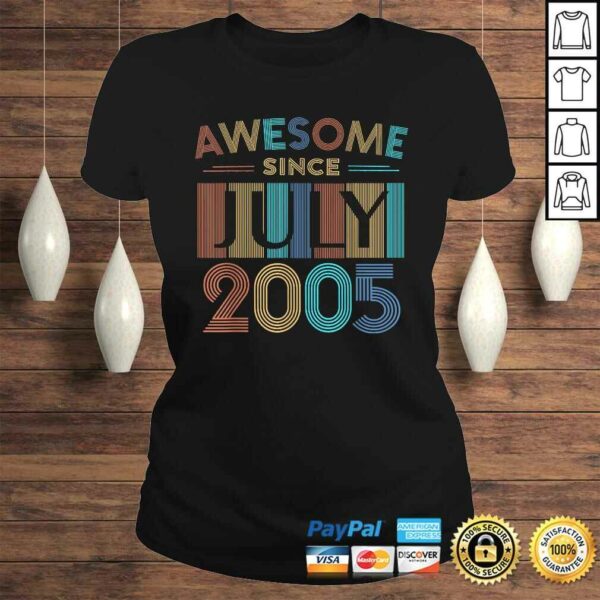 Awesome Since July 2005 15th Birthday 15 Year Old TShirt