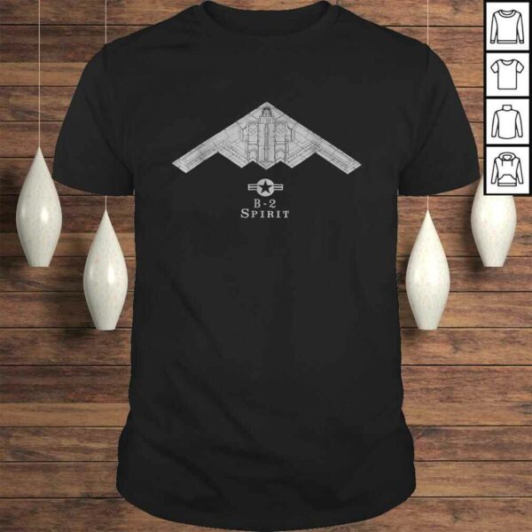 B2 Spirit Stealth Bomber Tech Drawing Military Airplane Tee