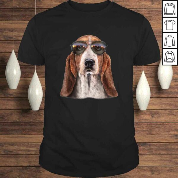 Basset Hound Dog Wearing Swag Aviator Sunglass, Tee T-Shirt