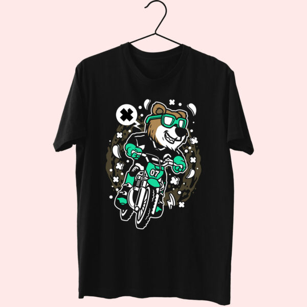 Bear Motocross Rider Funny Graphic T Shirt