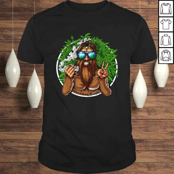 Bigfoot Hippie Smoking Weed Funny Marijuana Cannabis Stoner Tee T-Shirt