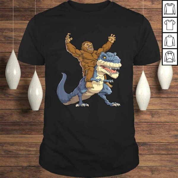 Bigfoot Sasquatch Riding Dinosaur T rex Shirt Funny Gifts