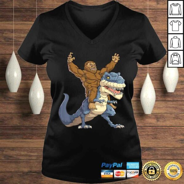 Bigfoot Sasquatch Riding Dinosaur T rex Shirt Funny Gifts