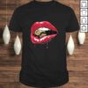 Biting the Bullet Red Lipstick Lips V-Neck T-Shirt