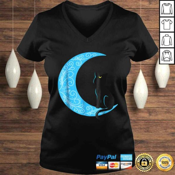 Black Cat Crescent Moon Sailor Mom V-Neck T-Shirt