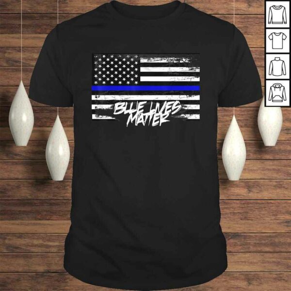 Blue Lives Matter Shirt With American Flag Thin Blue Line