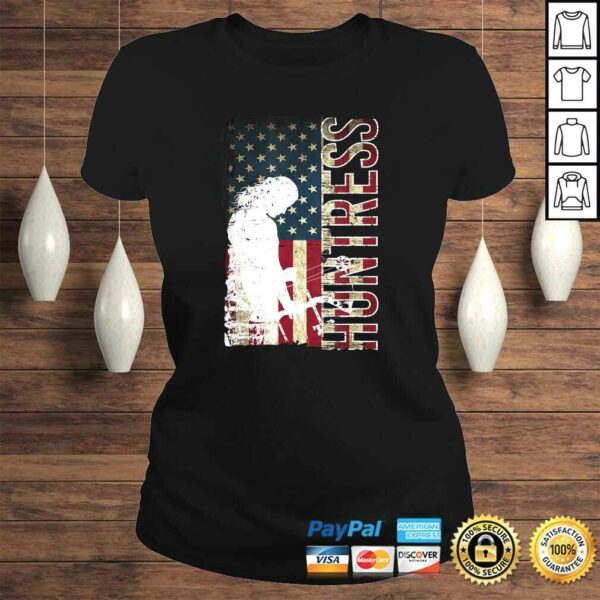 Bowhunting Gift for Women – Huntress USA American Flag Tee T-Shirt