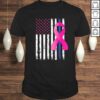 Breast Cancer Awareness Ribbon Thin Blue Line Police Flag TShirt