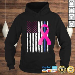Breast Cancer Awareness Ribbon Thin Blue Line Police Flag TShirt 4