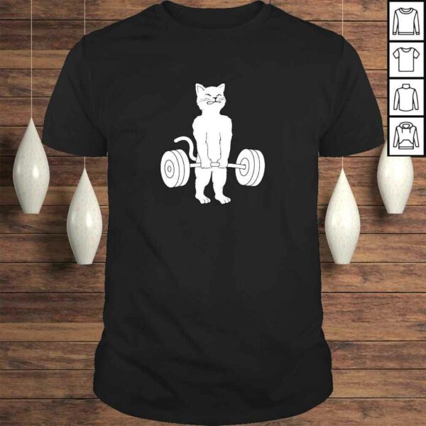 Cat Deadlift Hoodie – Powerlifting Kitty Sweater, Muscle Cat Pullover Hoodie