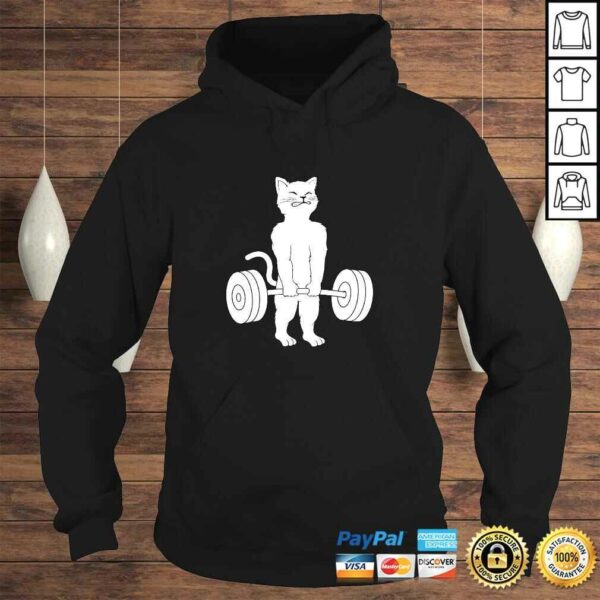 Cat Deadlift Hoodie – Powerlifting Kitty Sweater, Muscle Cat Pullover Hoodie