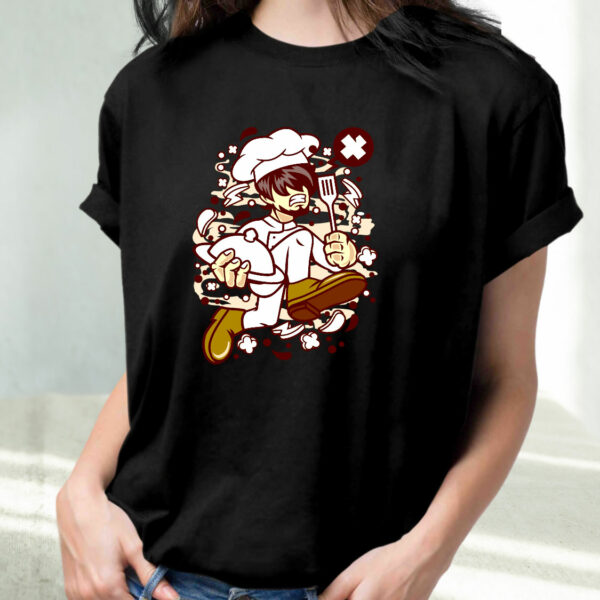 Chef Running Funny Graphic T Shirt