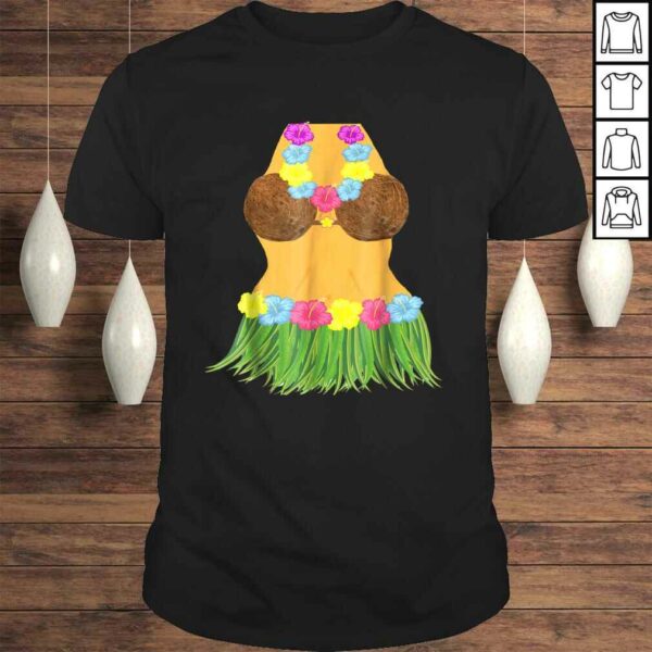 Coconut Bra Grass Skirt Lei Flowers Summer Party TShirt