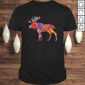 Colorful Canadian Moose Shirt Abstract Paint Wildlife Tee Colorful Canadian Moose Shirt Abstract Paint Wildlife Tee