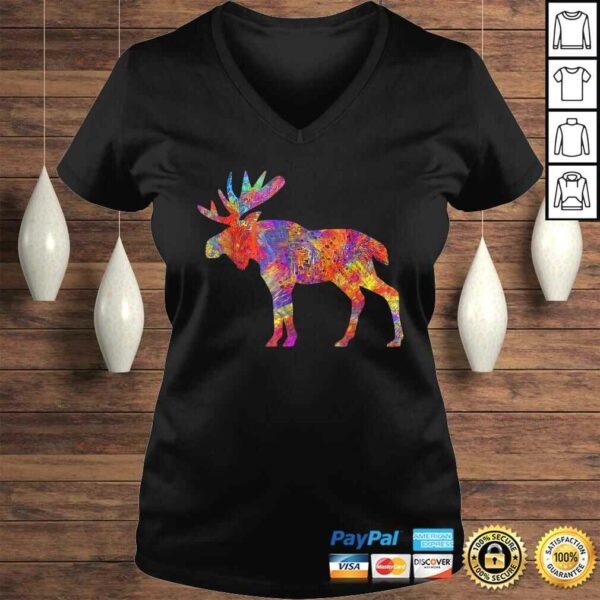 Colorful Canadian Moose Shirt Abstract Paint Wildlife Tee