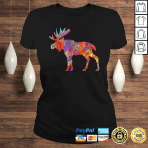 Colorful Canadian Moose Shirt Abstract Paint Wildlife Tee 3
