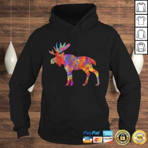 Colorful Canadian Moose Shirt Abstract Paint Wildlife Tee 4