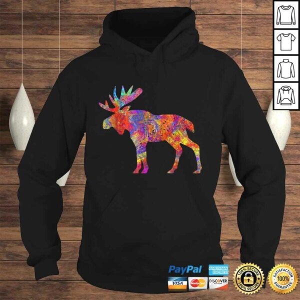 Colorful Canadian Moose Shirt Abstract Paint Wildlife Tee