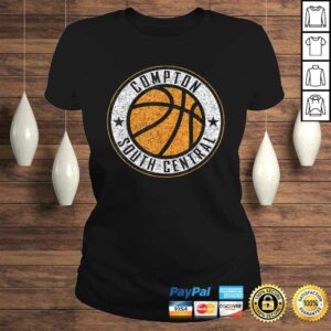 Compton Basketball Court Circle Distressed PrinV-Neck T-Shirt 2 Compton Basketball Court Circle Distressed PrinV Neck T Shirt 3