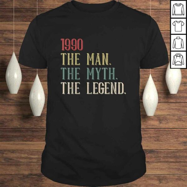 Cool Funny Vintage Retro 30th Birthday Gift 1990 for Men Boy Tee Shirt