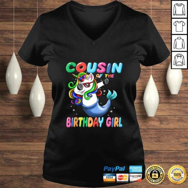 Cousin of the Unicorn Birthday Girl Shirt Mermaid Matching V-Neck T-Shirt