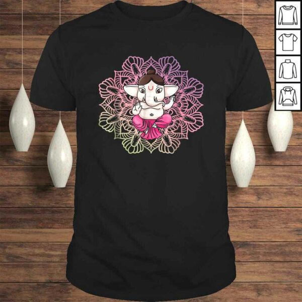 Cute Ganesh Tee – Ganesha in Lotus Meditation Mandala Shirt