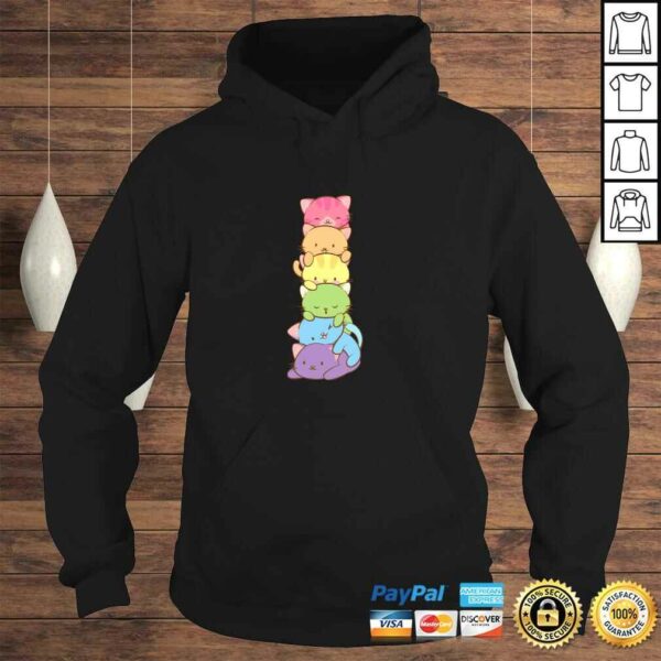 Cute LGBT Rainbow Gay Pride Flag Kawaii Cat Pile Anime Art Pullover Hoodie